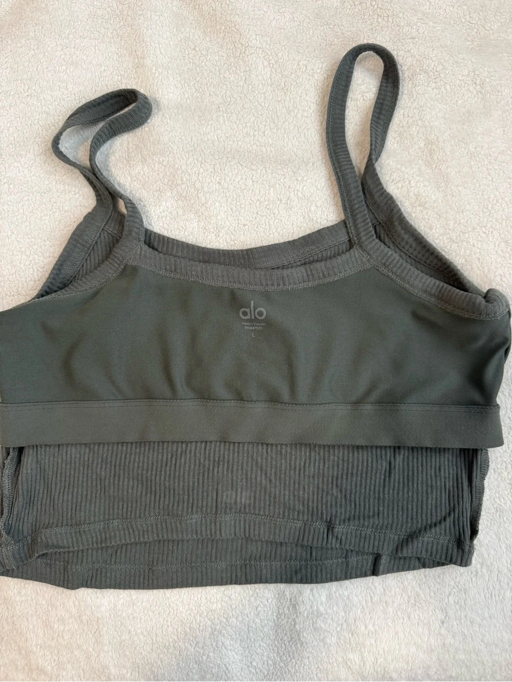 ALO Yoga Olive Green Ribbed Neck Tank